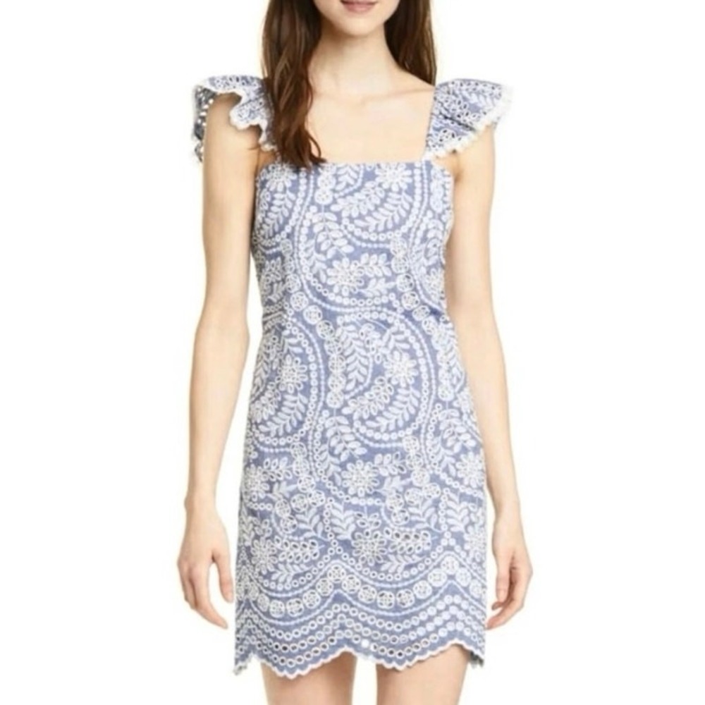 Alice + Olivia Coquette Mini Dress Size 4 Embroidered Ruffle NWT